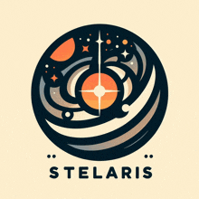 a logo for a company called stelaris shows a sphere with a star in the middle