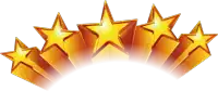 a row of gold stars are lined up in a row