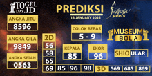 a poster for prediksi jakarta pools on january 13th