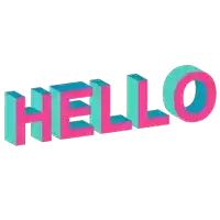 the word hello is written in blue and pink