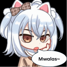 a cartoon character with a speech bubble saying mwalas