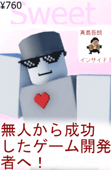 a poster with a robot wearing sunglasses and a red heart says sweet in pink letters