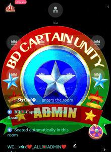 a logo for bd captain unity with a blue star in the center