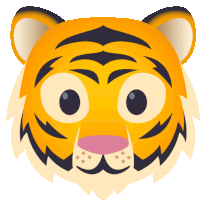 a cartoon illustration of a tiger 's head with a pink nose