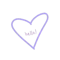 a purple heart with hello written on it