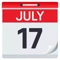 a calendar shows that july 17 is the 17th day