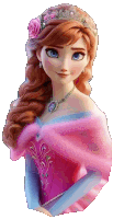 anna from the movie frozen is wearing a tiara and a pink dress