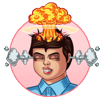 a cartoon illustration of a man with an explosion in his head