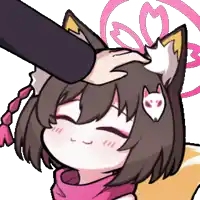 a person petting the head of a girl with fox ears