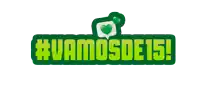 a green sign that says #vamosde15 with a heart on it