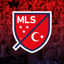 the logo for the mls soccer team is shown in front of a crowd of fans