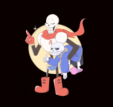 a cartoon of papyrus carrying sans on his back