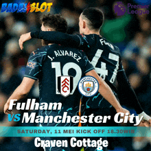 a poster for a soccer game between fulham and manchester city on saturday