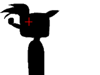 a silhouette of a dead cartoon character with a red cross on his face .