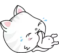 a cartoon drawing of a white cat laying down