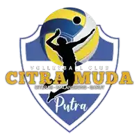 a logo for citra muda putra with a volleyball in the center