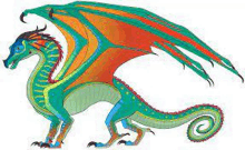 a drawing of a colorful dragon with wings spread on a white background .