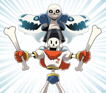 a cartoon drawing of papyrus and sans