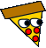 a cartoon drawing of a slice of pizza with eyes and tomatoes .