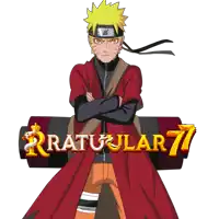 a naruto character is standing in front of a banner that says ratuular 77