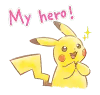 a drawing of a pikachu with the words my hero below it