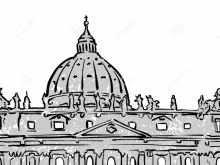 a black and white drawing of a dome on top of a building .