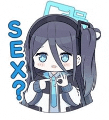 a sticker of a girl with long hair and headphones pointing at herself .