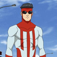 a man in a red and white superhero costume