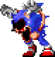 a pixel art of a sonic the hedgehog holding a sword