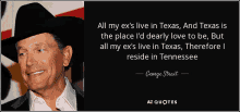 a man in a cowboy hat is smiling with a quote from george strait