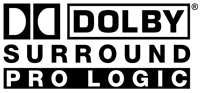 a logo for dolby surround pro logic is shown in black and white