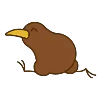 a cartoon drawing of a brown bird with a yellow beak on a white background