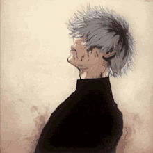 a drawing of a man with gray hair and black shirt