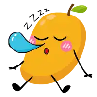 a cartoon illustration of a mango sleeping