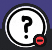 a question mark in a white circle with a red circle around it