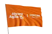 an orange flag that says alvaro agila h. on it