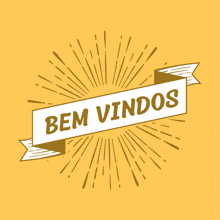 a yellow background with a ribbon that says bem vindos on it