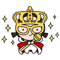 a cartoon girl wearing a crown and holding a wand