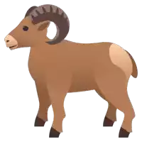 an illustration of a ram with long horns standing on a white background