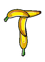 the letter t is made out of bananas with green stems