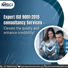 an ad for msci iso 9001 2015 consultancy services