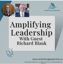 a poster that says ' amplifying leadership with guest richard blank '