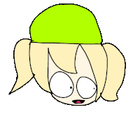 a drawing of a girl with a green hat on