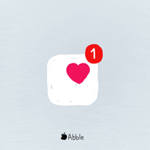 a drawing of a heart with a red circle with the number 1 on it