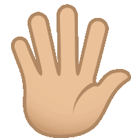 a cartoon hand with five fingers is shown with a white background