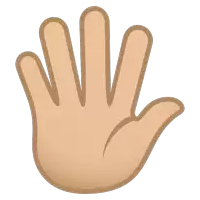 a cartoon hand with five fingers is shown with a white background