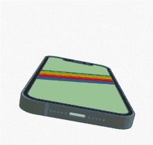 a cell phone with a rainbow stripe on its screen