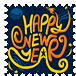 a postage stamp with the words `` happy new year '' on it .