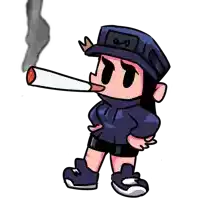 a cartoon character is smoking a cigarette with smoke coming out of her mouth