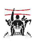 a logo for a gym shows a man doing exercises